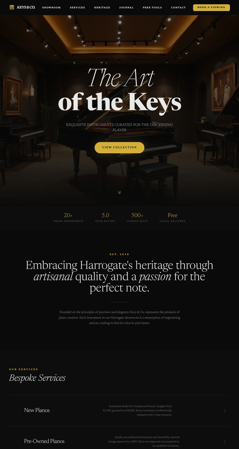 Sample website screenshot - Keys Co Piano Studio